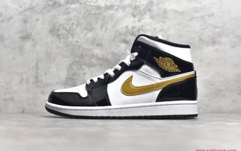 Air Jordan 1 MiD GET过毒纯原版本AJ1漆皮小黑金中帮货号：852542-007