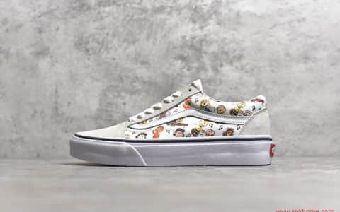 VANS OLD SKOOL 万斯史努比联名款卡通印花白灰鞋面 货号：VN0A38G1QVW