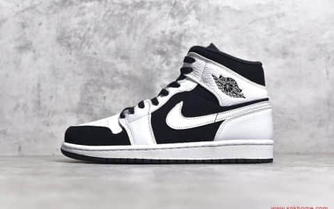 OG纯原版本AJ1中帮黑白熊猫 Air Jordan 1 MiD 货号：554724-113