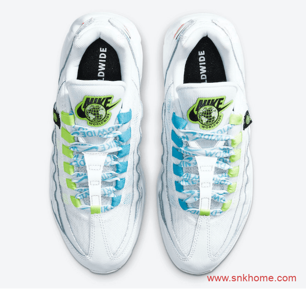 Nike Air Max 95 “Worldwide” 耐克MAX95白绿鸳鸯鞋独特串标设计太好看 货号：CV9030-100