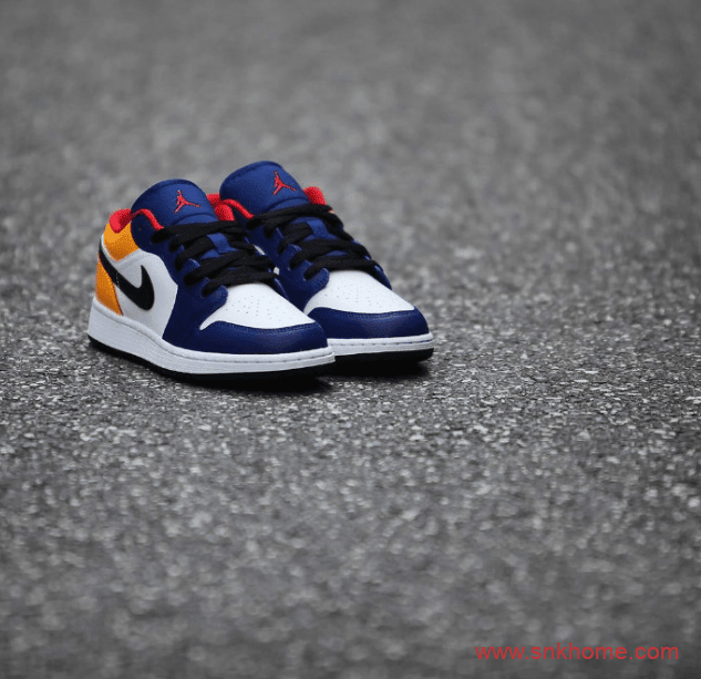 Air Jordan 1 Low 蓝黄拼接 夏季就穿AJ1低帮蓝黄配色还有GS规格 货号：553558-123/553560-123（GS）