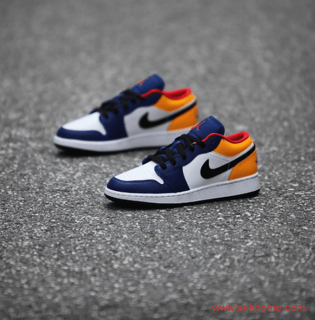 Air Jordan 1 Low 蓝黄拼接 夏季就穿AJ1低帮蓝黄配色还有GS规格 货号：553558-123/553560-123（GS）