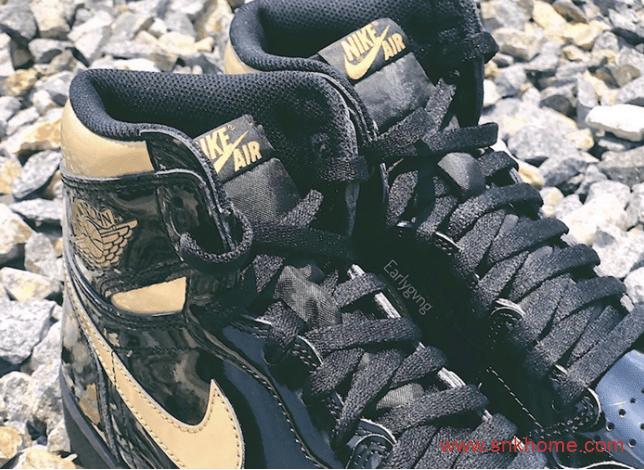 Air Jordan 1 High OG “Metallic Gold” 高规格AJ1高帮黑金实物图首次曝光 货号：555088-032