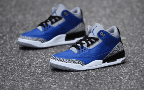 Air Jordan 3 “Varsity Royal” 黑蓝AJ3爆裂纹 AJ3皇家蓝经典复刻发售 货号：CT8532-400