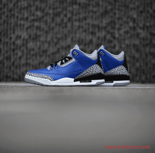 Air Jordan 3 “Varsity Royal” 黑蓝AJ3爆裂纹 AJ3皇家蓝经典复刻发售 货号：CT8532-400