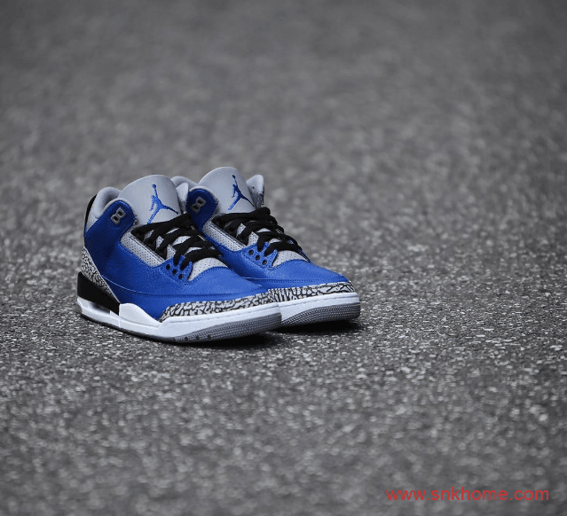 Air Jordan 3 “Varsity Royal” 黑蓝AJ3爆裂纹 AJ3皇家蓝经典复刻发售 货号：CT8532-400