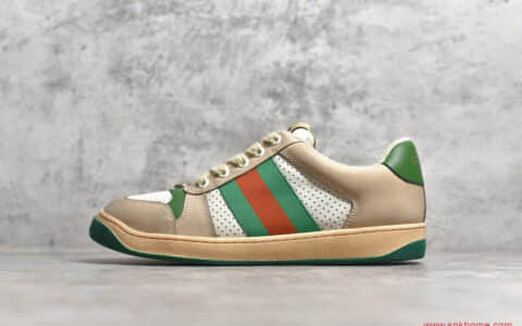 韩国代购古驰充正 GUCCI Distressed Screener sneaker 古驰经典复古百搭做旧板鞋古驰复古学院风板鞋