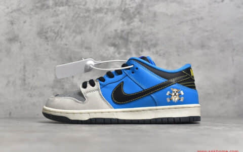 NIKE Dunk Low Instant Skateboard联名 耐克Dunk灰蓝低帮狗头鞋头反光 货号：CZ5128-400