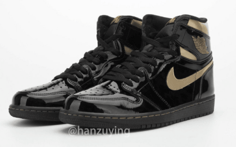 AJ1黑金漆皮高帮经典低调奢华 Air Jordan 1 High OG “Black/Metallic Gold” 货号：555088-032