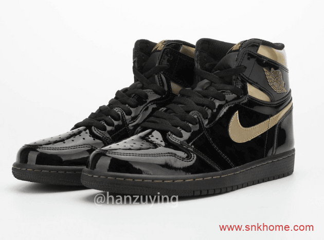 AJ1黑金漆皮高帮经典低调奢华 Air Jordan 1 High OG “Black/Metallic Gold” 货号：555088-032