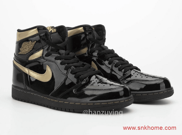 AJ1黑金漆皮高帮经典低调奢华 Air Jordan 1 High OG “Black/Metallic Gold” 货号：555088-032