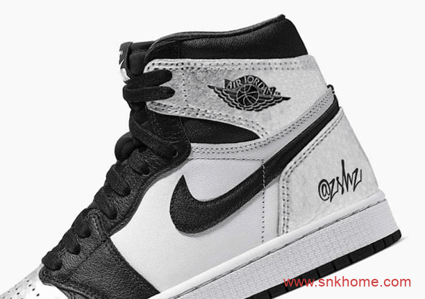 新黑银色AJ1高帮 Air Jordan 1 High OG WMNS “Silver Toe” AJ1灰银质感超级高 货号：CD0461-001