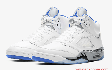 白蓝AJ5白色球鞋 Air Jordan 5 “Hyper Royal” AJ5皇家蓝效果图 货号：DD0587-140