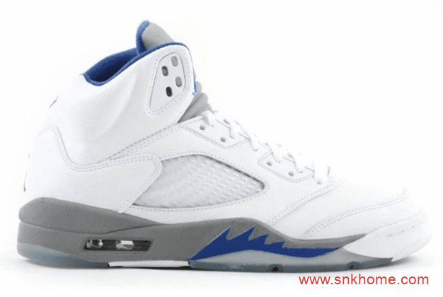 白蓝AJ5白色球鞋 Air Jordan 5 “Hyper Royal” AJ5皇家蓝效果图 货号：DD0587-140
