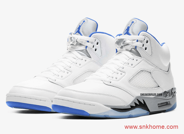 白蓝AJ5白色球鞋 Air Jordan 5 “Hyper Royal” AJ5皇家蓝效果图 货号：DD0587-140