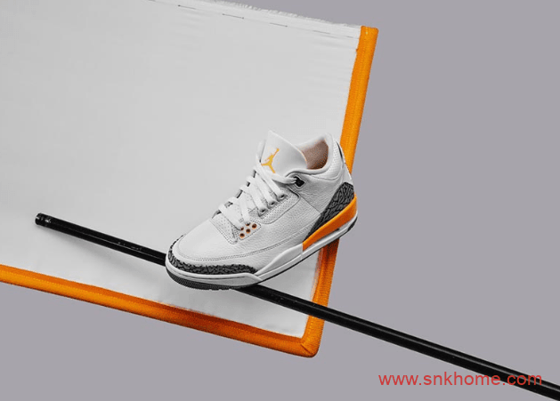 湖人队配色AJ3白黄 Air Jordan 3 WMNS “Laser Orange” AJ3白黄色球鞋发售日期 货号：CK9246-108