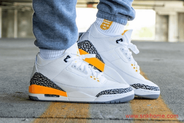 湖人队配色AJ3白黄 Air Jordan 3 WMNS “Laser Orange” AJ3白黄色球鞋发售日期 货号：CK9246-108