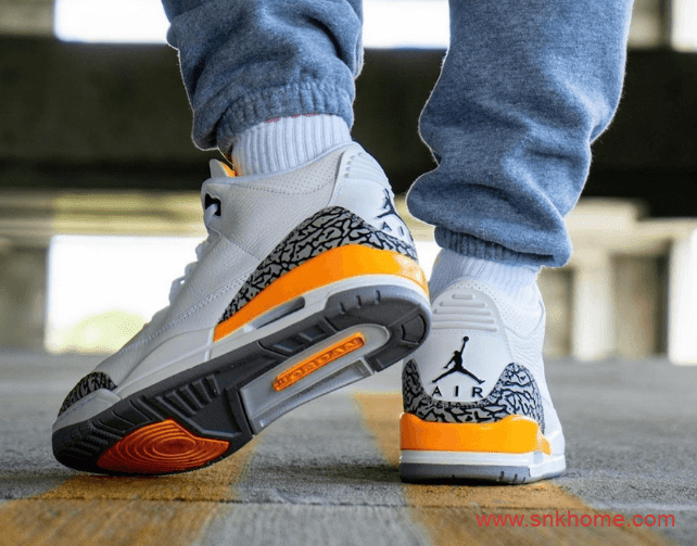 湖人队配色AJ3白黄 Air Jordan 3 WMNS “Laser Orange” AJ3白黄色球鞋发售日期 货号：CK9246-108