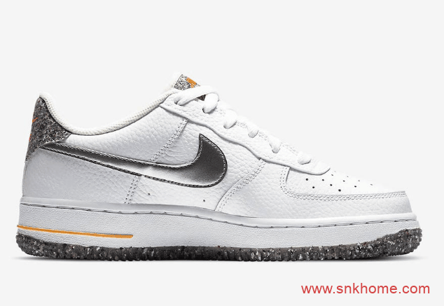 空军泼墨 Nike Air Force 1 Crater GS 耐克空军白黑鞋底鞋后跟泼墨设计 货号：DB1558-100