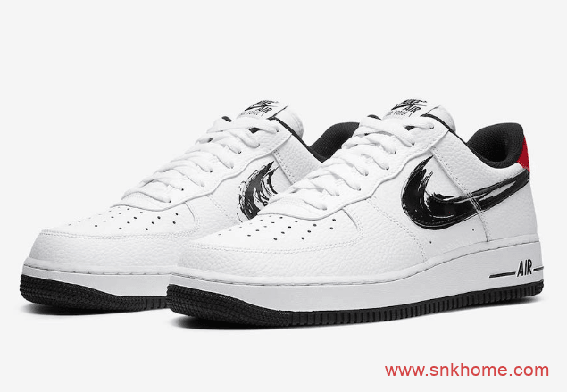 耐克空军笔刷勾 Nike Air Force 1 Low “Brushstroke Swoosh” 耐克空军一号新款 货号：DA4657-001/DA4657-100