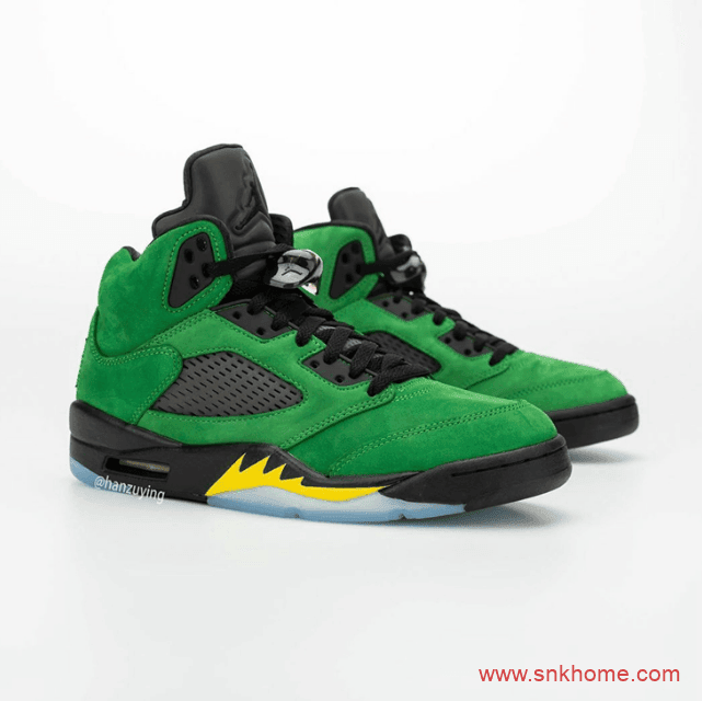 俄勒冈 AJ5 Air Jordan 5 “Oregon” 绿色麂皮AJ5球鞋发售日期 货号：CK6631-307