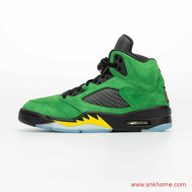 俄勒冈 AJ5 Air Jordan 5 “Oregon” 绿色麂皮AJ5球鞋发售日期 货号：CK6631-307