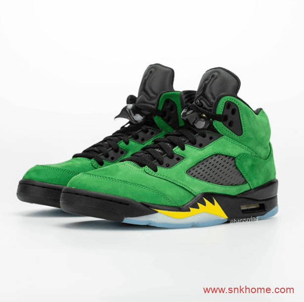 俄勒冈 AJ5 Air Jordan 5 “Oregon” 绿色麂皮AJ5球鞋发售日期 货号：CK6631-307