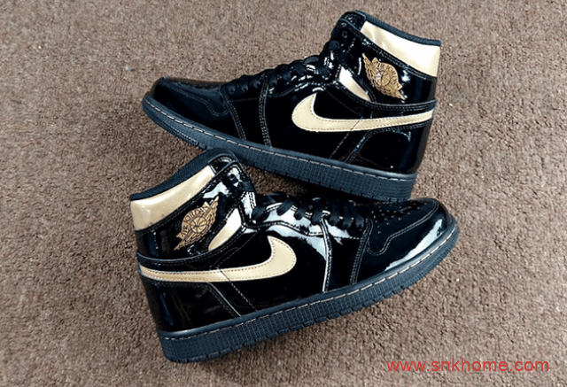 黑金漆皮质感超强 Air Jordan 1 High OG AJ漆皮黑金高帮发售日期 货号：555088-032