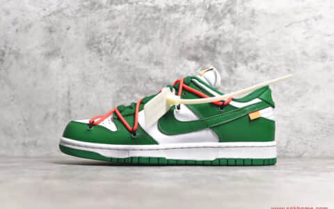 纯原版本耐克Dunk OW联名 off-White x Futura x NIKE SB Dunk 耐克OW联名款板鞋白绿色 货号：CT0856-100