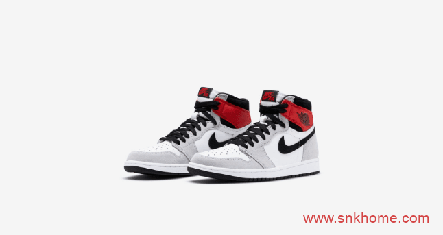 高帮AJ1灰白红麂皮 Air Jordan 1 “Light Smoke Grey” AJ1“小 Union”发售日期 货号：555088-126