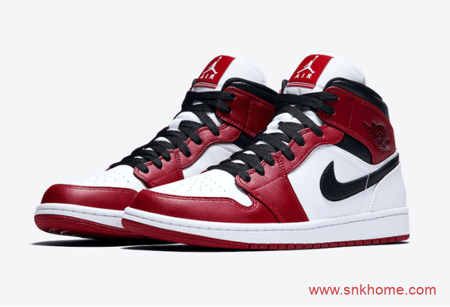 白红AJ1中帮小芝加哥 Air Jordan 1 Mid “Chicago” 官图释出 货号：554724-173