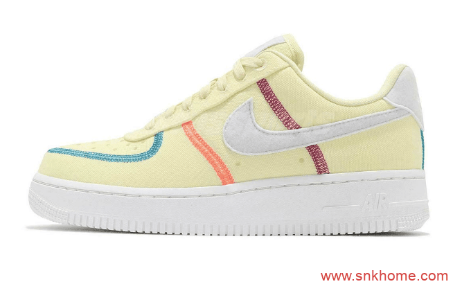 外露缝线设计 Nike Air Force 1 Low “Life Lime” 耐克空军帆布鞋黄色发售日期 货号：CK6572-700