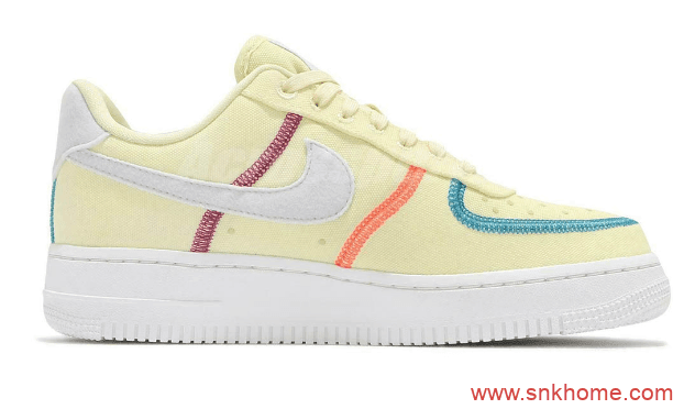 外露缝线设计 Nike Air Force 1 Low “Life Lime” 耐克空军帆布鞋黄色发售日期 货号：CK6572-700