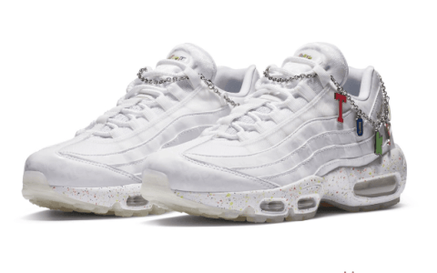 耐克城市限定 东京主题 Air Max 95 耐克MAX95气垫老爹鞋灰白 卖鞋送脚裸链