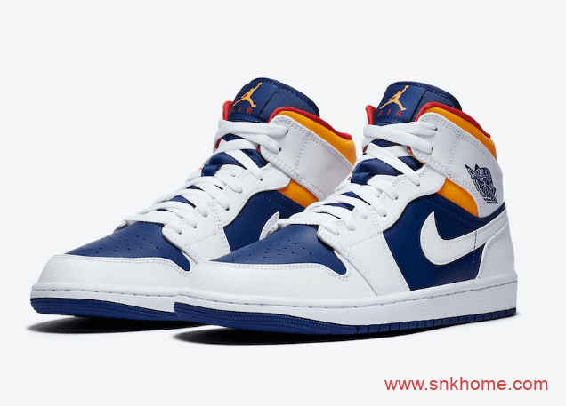 翻转 Union联名中帮系列 Air Jordan 1 Mid AJ1白蓝黄中帮配色发售日期 货号：554724-131