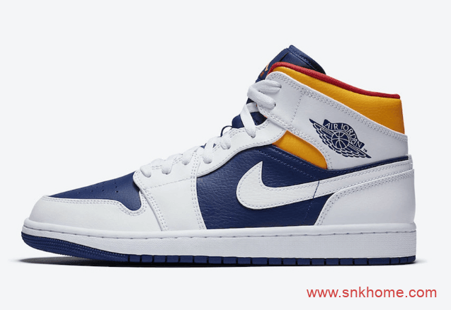 翻转 Union联名中帮系列 Air Jordan 1 Mid AJ1白蓝黄中帮配色发售日期 货号：554724-131