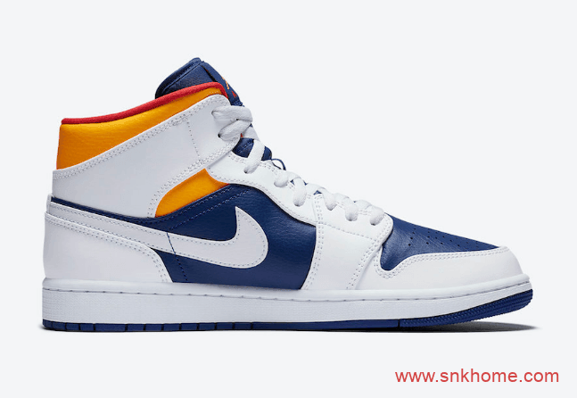 翻转 Union联名中帮系列 Air Jordan 1 Mid AJ1白蓝黄中帮配色发售日期 货号：554724-131