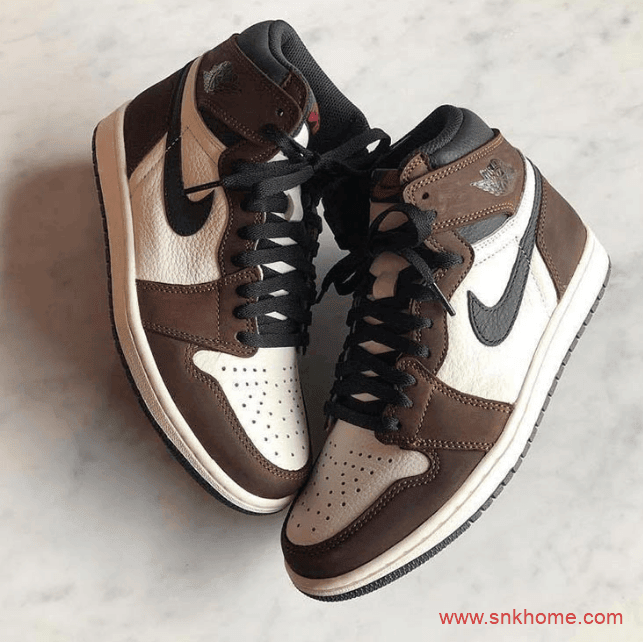 AJ1高帮黑棕麂皮 Air Jordan 1 “Dark Mocha” 小反钩AJ1上脚图 货号：555088-105