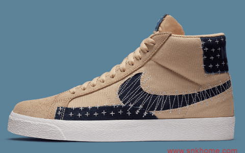 耐克开拓者高帮新配色 Nike SB Blazer Mid “Sashiko” 日式小刺风格 货号：CT0715-200