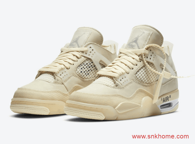 AJ4OW联名款米白OFF-WHITE x Air Jordan 4 SP WMNS “Sail”官图释出发售日期 货号：CV9388-100