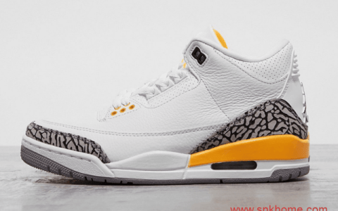 湖人AJ3白黄爆裂纹 Air Jordan 3 WMNS “Laser Orange”实物图曝光 货号：CK9246-108