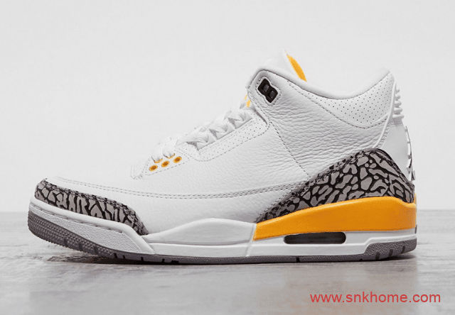 湖人AJ3白黄爆裂纹 Air Jordan 3 WMNS “Laser Orange”实物图曝光 货号：CK9246-108