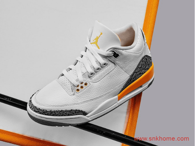 湖人AJ3白黄爆裂纹 Air Jordan 3 WMNS “Laser Orange”实物图曝光 货号：CK9246-108