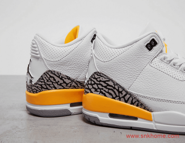 湖人AJ3白黄爆裂纹 Air Jordan 3 WMNS “Laser Orange”实物图曝光 货号：CK9246-108