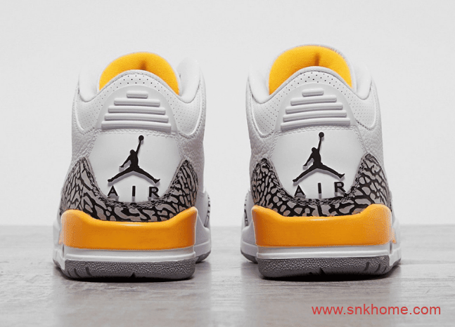 湖人AJ3白黄爆裂纹 Air Jordan 3 WMNS “Laser Orange”实物图曝光 货号：CK9246-108