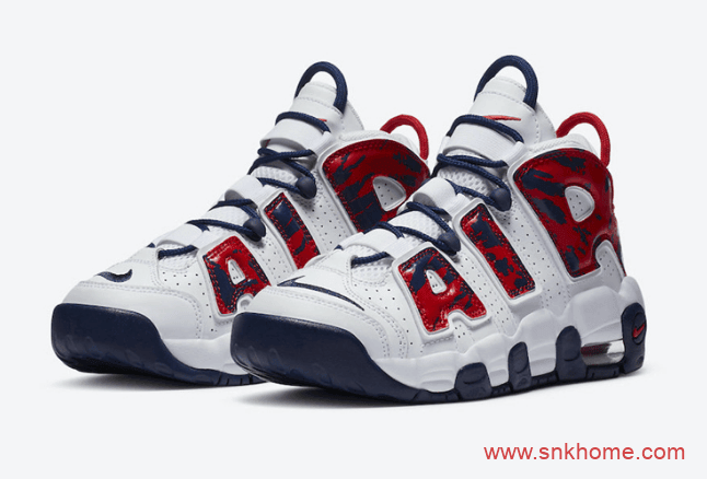 美国队配色大皮蓬篮球鞋 Nike Air More Uptempo GS新配色实物图曝光  货号：CZ7885-100