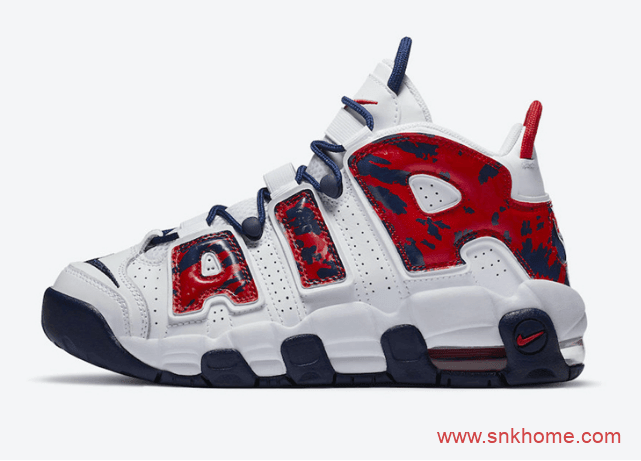 美国队配色大皮蓬篮球鞋 Nike Air More Uptempo GS新配色实物图曝光  货号：CZ7885-100