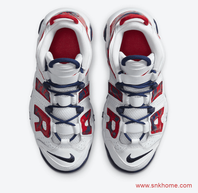 美国队配色大皮蓬篮球鞋 Nike Air More Uptempo GS新配色实物图曝光  货号：CZ7885-100