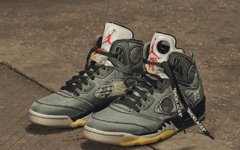 OFF-WHITE x Air Jordan 5 “Sail” AJ5OW联名米白配色细节致敬AJ流川枫 货号：CT8480-100