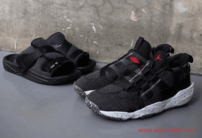 可回收材料制作 Jordan Crater 乔丹垃圾鞋AJ黑色拖鞋同步发售 货号：CT0712-001